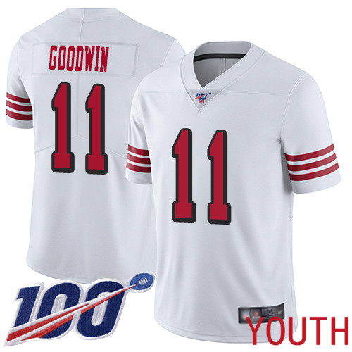 San Francisco 49ers Limited White Youth #11 Marquise Goodwin NFL Jersey 100th Season Vapor Untouchable